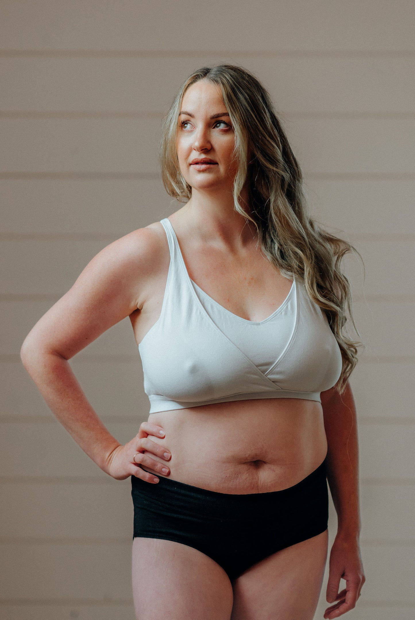 Basic Cross-Back Maternity Bra (White)