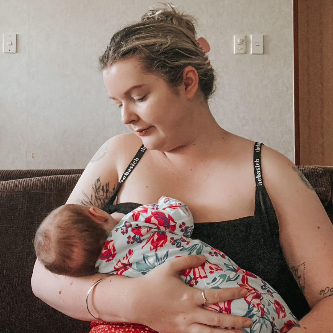 Thebasicb Cross-Back Maternity Bra (Black)