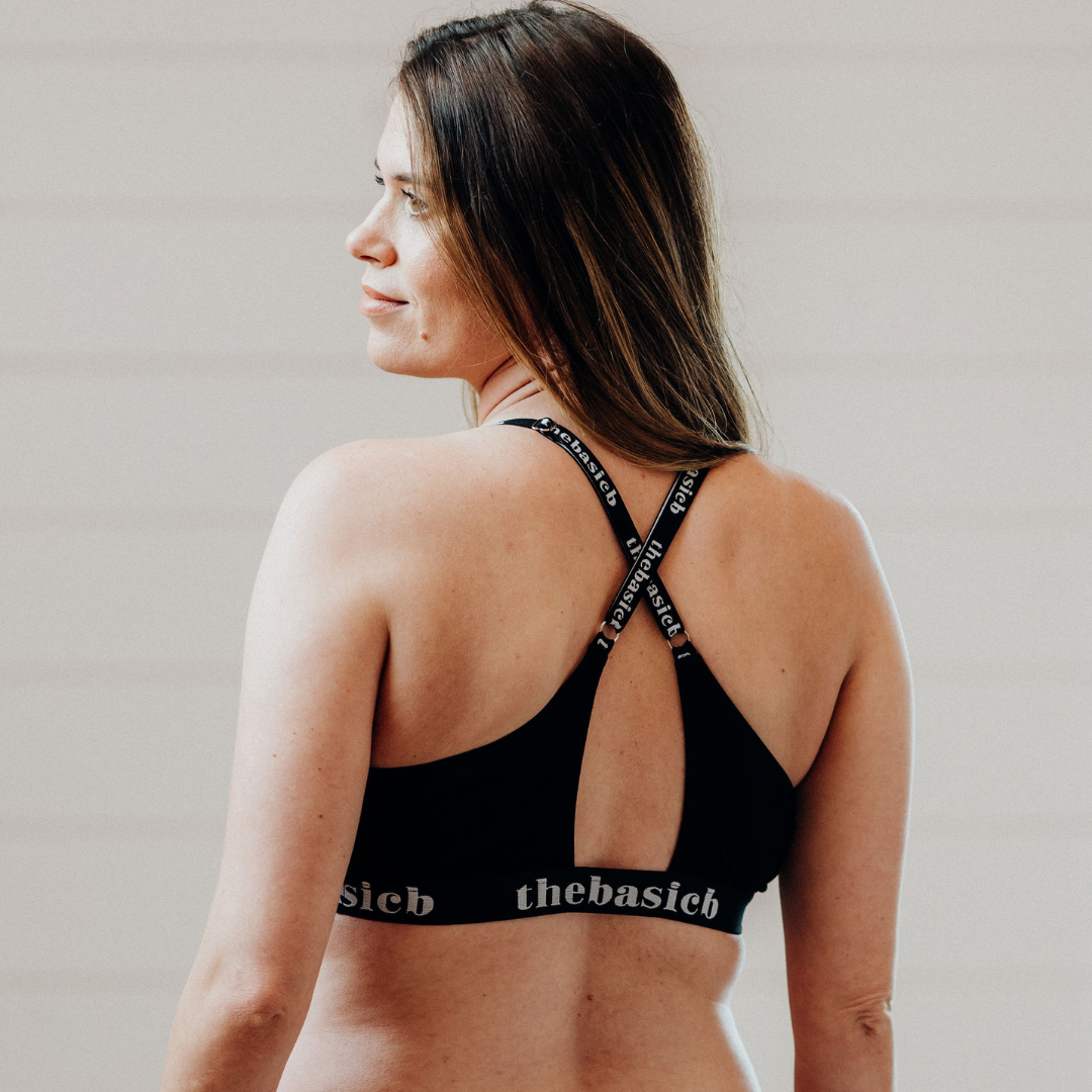 Thebasicb Cross-Back Maternity Bra (Black)